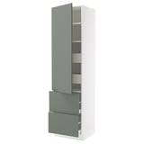 SEKTION / MAXIMERA High cab w door/2 fronts/4 drawers, white/Nickebo matte grey-green, 24x24x90 "