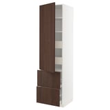 SEKTION / MAXIMERA High cab w door/2 fronts/4 drawers, white/Sinarp brown, 24x24x90 "