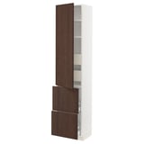 SEKTION / MAXIMERA High cab w door/2 fronts/4 drawers, white/Sinarp brown, 18x15x80 "