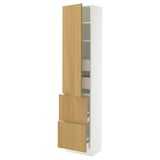 SEKTION / MAXIMERA High cab w door/2 fronts/4 drawers, white/Sinarp oak veneer, 18x15x80 "
