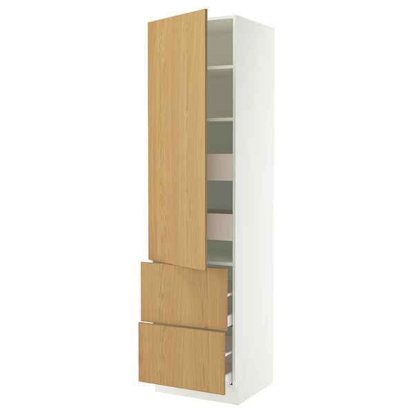 SEKTION / MAXIMERA High cab w door/2 fronts/4 drawers, white/Sinarp oak veneer, 24x24x90 "