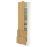 SEKTION / MAXIMERA High cab w door/2 fronts/4 drawers, white/Sinarp oak veneer, 24x15x90 "