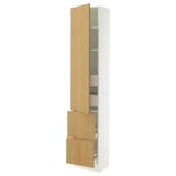SEKTION / MAXIMERA High cab w door/2 fronts/4 drawers, white/Sinarp oak veneer, 18x15x90 "