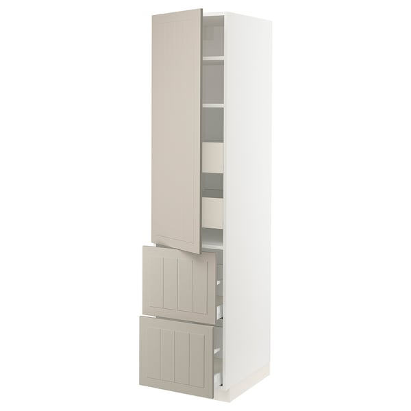 SEKTION / MAXIMERA High cab w door/2 fronts/4 drawers, white/Stensund beige, 18x24x80 "