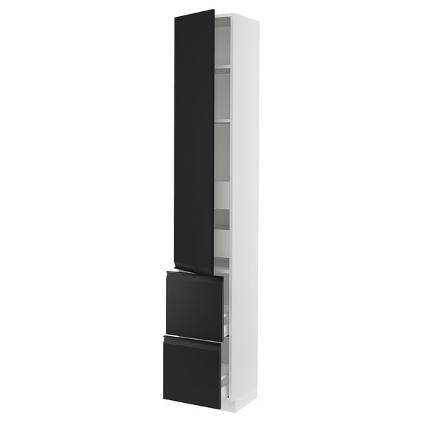 SEKTION / MAXIMERA High cab w door/2 fronts/4 drawers, white/Upplöv matte anthracite, 15x15x90 "