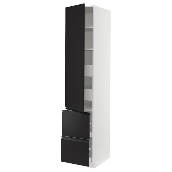 SEKTION / MAXIMERA High cab w door/2 fronts/4 drawers, white/Upplöv matte anthracite, 18x24x90 "