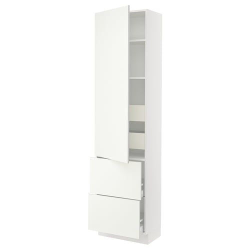 SEKTION white kitchen cabinet with shelves & drawers, sleek modern design.
