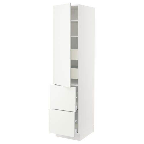White ikea SEKTION kitchen cabinet with adjustable shelves and drawers.
