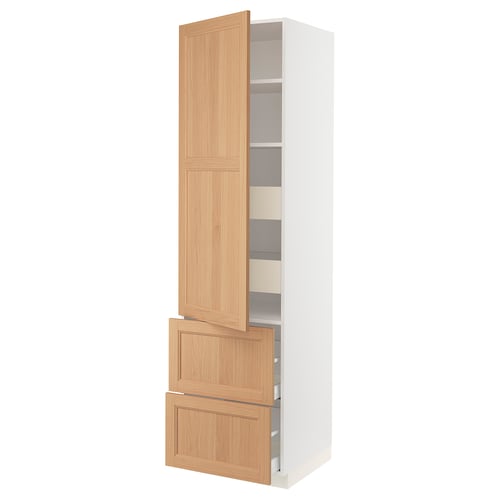 SEKTION kitchen cabinet with oak doors and white frame.