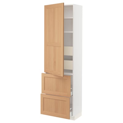 SEKTION / MAXIMERA High cab w door/2 fronts/4 drawers, white/Vedhamn oak, 24x15x80 "