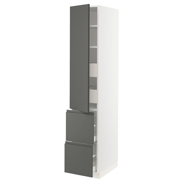 SEKTION / MAXIMERA High cab w door/2 fronts/4 drawers, white/Voxtorp dark gray, 15x24x80 "