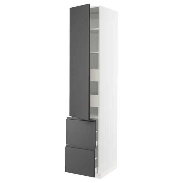 SEKTION / MAXIMERA High cab w door/2 fronts/4 drawers, white/Voxtorp dark gray, 18x24x90 "