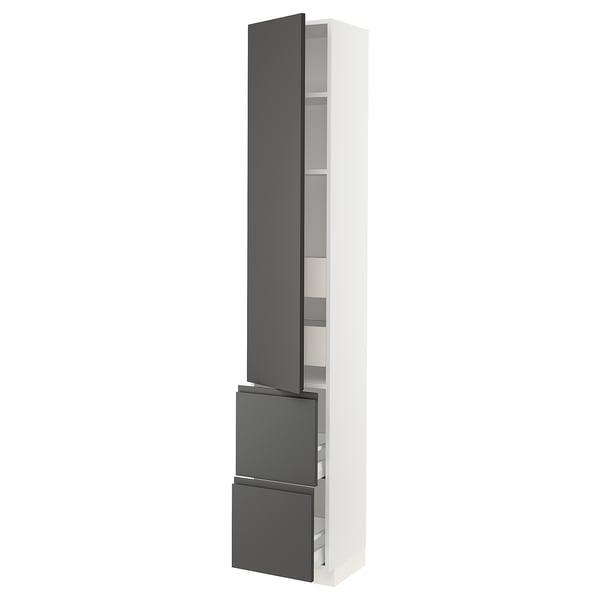 SEKTION / MAXIMERA High cab w door/2 fronts/4 drawers, white/Voxtorp dark gray, 15x15x90 "