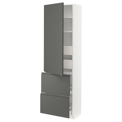 SEKTION / MAXIMERA High cab w door/2 fronts/4 drawers, white/Voxtorp dark gray, 24x15x80 "