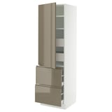 SEKTION / MAXIMERA High cab w door/2 fronts/4 drawers, white/Voxtorp high-gloss dark grey-brown, 24x24x80 "