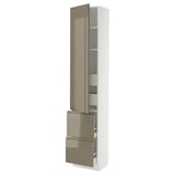 SEKTION / MAXIMERA High cab w door/2 fronts/4 drawers, white/Voxtorp high-gloss dark grey-brown, 18x15x90 "