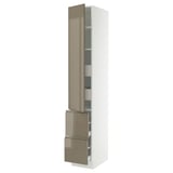 SEKTION / MAXIMERA High cab w door/2 fronts/4 drawers, white/Voxtorp high-gloss dark grey-brown, 15x24x90 "
