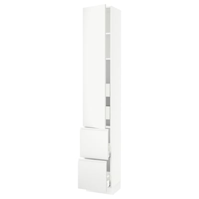 SEKTION / MAXIMERA High cab w door/2 fronts/4 drawers, white/Voxtorp matte white, 15x15x90 "