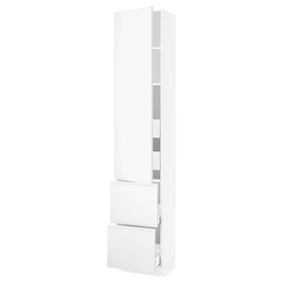 SEKTION / MAXIMERA High cab w door/2 fronts/4 drawers, white/Voxtorp matte white, 18x15x90 "
