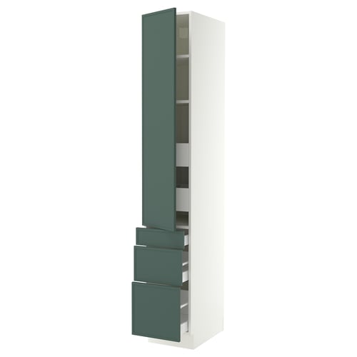 SEKTION / MAXIMERA High cab w door/3 fronts/5 drawers, white/Aspudden dark gray-green, 15x24x90 "