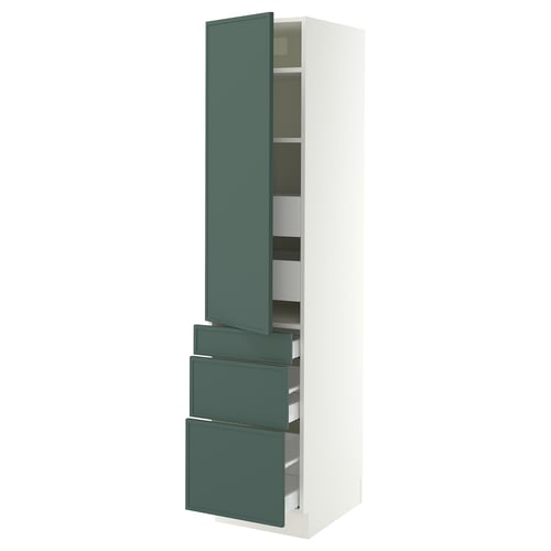 SEKTION / MAXIMERA High cab w door/3 fronts/5 drawers, white/Aspudden dark gray-green, 18x24x80 "
