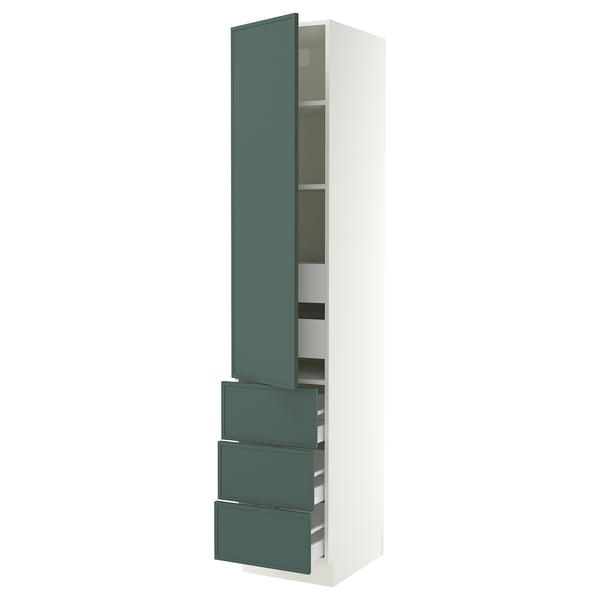 SEKTION / MAXIMERA High cab w door/3 fronts/5 drawers, white/Aspudden dark gray-green, 18x24x90 "