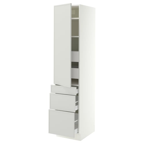 SEKTION / MAXIMERA High cab w door/3 fronts/5 drawers, white/Aspudden light gray, 18x24x80 "