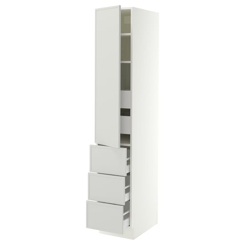SEKTION / MAXIMERA High cab w door/3 fronts/5 drawers, white/Aspudden light gray, 15x24x80 "