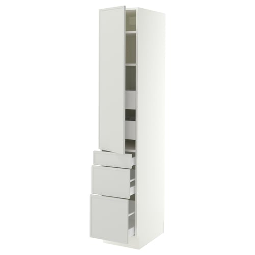 SEKTION / MAXIMERA High cab w door/3 fronts/5 drawers, white/Aspudden light gray, 15x24x80 "