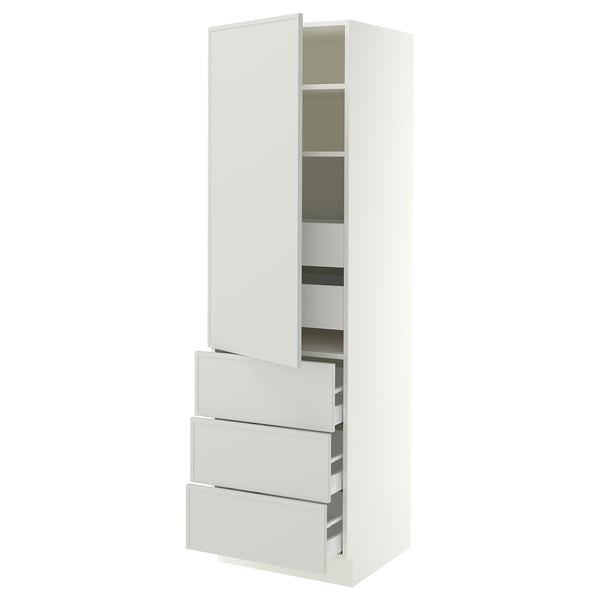 SEKTION / MAXIMERA High cab w door/3 fronts/5 drawers, white/Aspudden light gray, 24x24x80 "