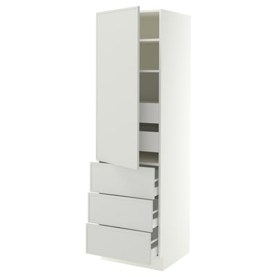 SEKTION / MAXIMERA High cab w door/3 fronts/5 drawers, white/Aspudden light gray, 24x24x80 "
