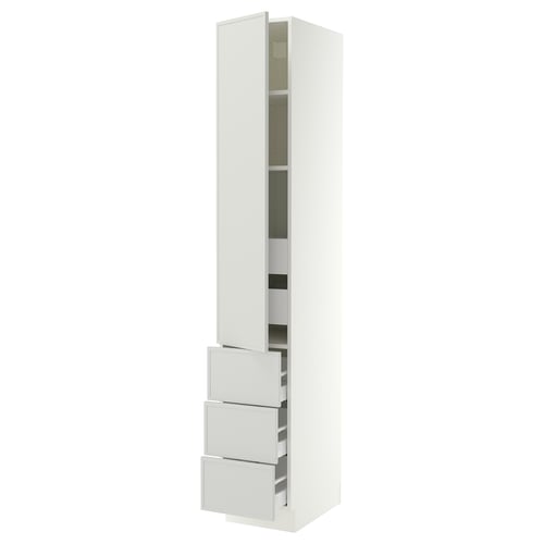 SEKTION / MAXIMERA High cab w door/3 fronts/5 drawers, white/Aspudden light gray, 15x24x90 "
