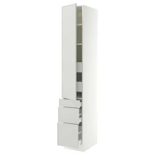 SEKTION / MAXIMERA High cab w door/3 fronts/5 drawers, white/Aspudden light gray, 15x24x90 "