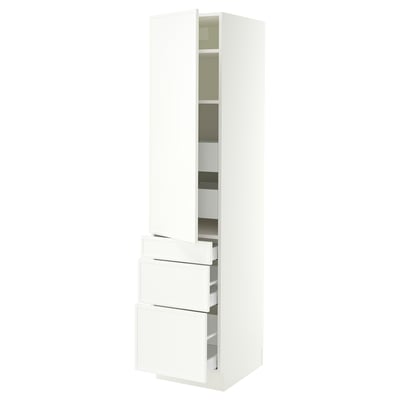 SEKTION / MAXIMERA High cab w door/3 fronts/5 drawers, white/Aspudden matte white, 18x24x80 "