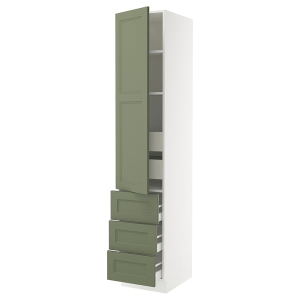 SEKTION / MAXIMERA High cab w door/3 fronts/5 drawers, white/Axstad gray-green, 18x24x90 "
