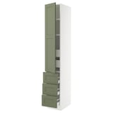 SEKTION / MAXIMERA High cab w door/3 fronts/5 drawers, white/Axstad gray-green, 15x24x90 "