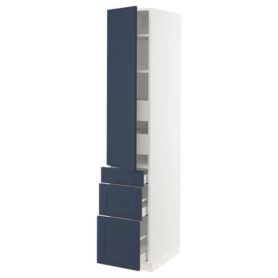 SEKTION / MAXIMERA High cab w door/3 fronts/5 drawers, white Axstad/matte blue, 15x24x80 "
