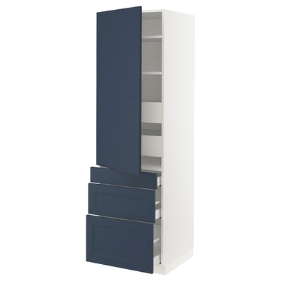 SEKTION / MAXIMERA High cab w door/3 fronts/5 drawers, white Axstad/matte blue, 24x24x80 "