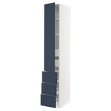 SEKTION / MAXIMERA High cab w door/3 fronts/5 drawers, white Axstad/matte blue, 15x24x90 "
