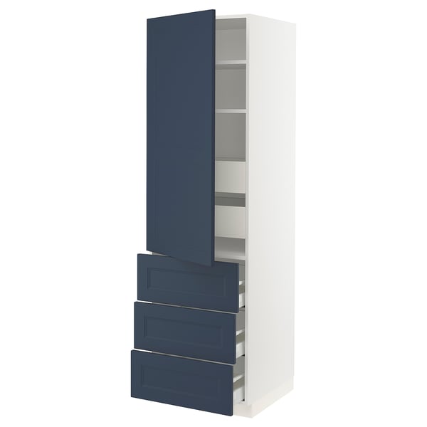 SEKTION / MAXIMERA High cab w door/3 fronts/5 drawers, white Axstad/matte blue, 24x24x80 "