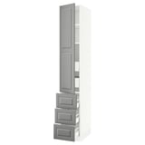 SEKTION / MAXIMERA High cab w door/3 fronts/5 drawers, white/Bodbyn gray, 15x24x90 "