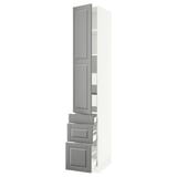 SEKTION / MAXIMERA High cab w door/3 fronts/5 drawers, white/Bodbyn gray, 15x24x90 "