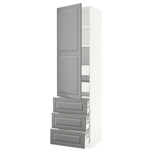SEKTION / MAXIMERA High cab w door/3 fronts/5 drawers, white/Bodbyn gray, 24x24x90 "