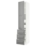 SEKTION / MAXIMERA High cab w door/3 fronts/5 drawers, white/Bodbyn gray, 18x24x90 "