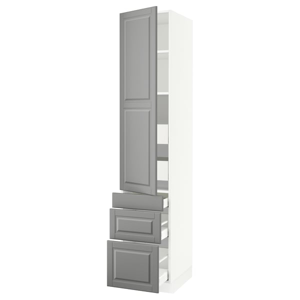 SEKTION / MAXIMERA High cab w door/3 fronts/5 drawers, white/Bodbyn gray, 18x24x90 "