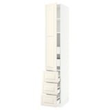 SEKTION / MAXIMERA High cab w door/3 fronts/5 drawers, white/Bodbyn off-white, 15x24x90 "