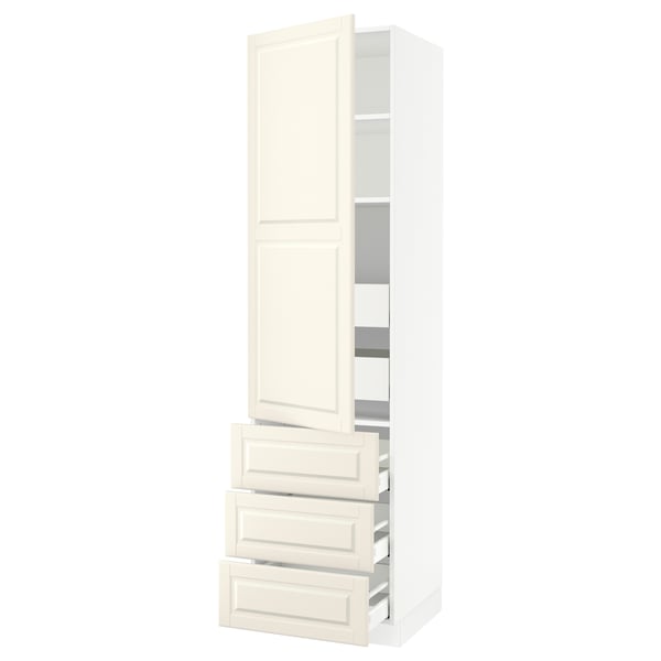 SEKTION / MAXIMERA High cab w door/3 fronts/5 drawers, white/Bodbyn off-white, 24x24x90 "