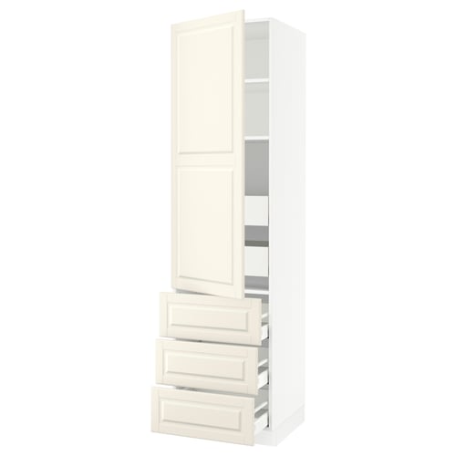 SEKTION kitchen unit, off-white, tall cabinet with drawers, modern classic design.