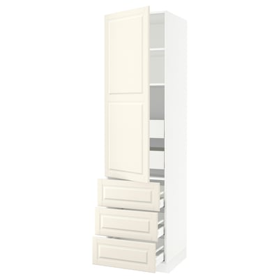 SEKTION / MAXIMERA High cab w door/3 fronts/5 drawers, white/Bodbyn off-white, 24x24x90 "