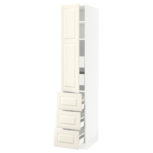 SEKTION / MAXIMERA High cab w door/3 fronts/5 drawers, white/Bodbyn off-white, 15x24x80 "